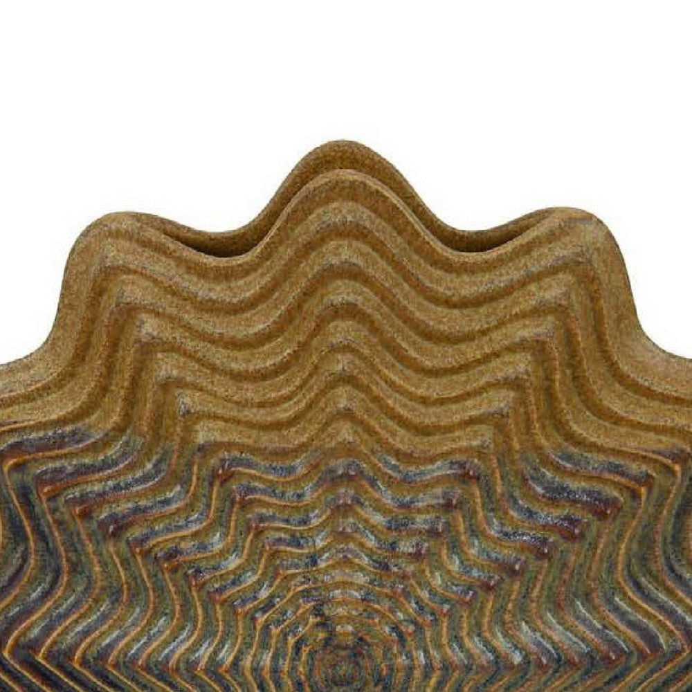 Decorative Vase | Brown | Gray Ceramic | Unique Radial Rosette | 16’’ BM335019