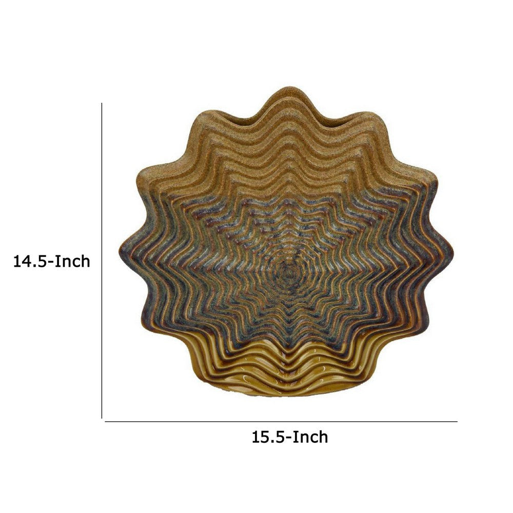 Decorative Vase | Brown | Gray Ceramic | Unique Radial Rosette | 16’’ BM335019