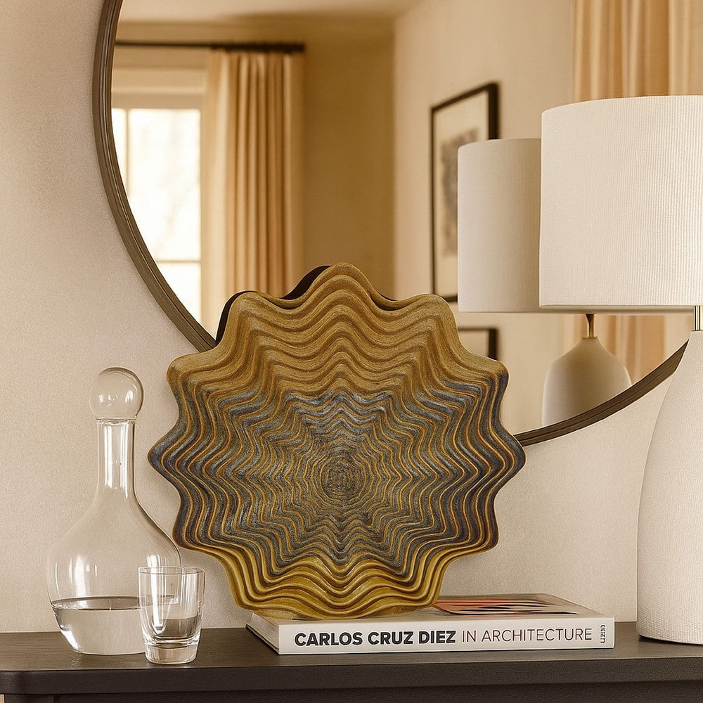 Decorative Vase | Brown | Gray Ceramic | Unique Radial Rosette | 16"