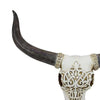 Animal Skull Tabletop Decor | Bone White and Black Resin | 16’’ BM335021