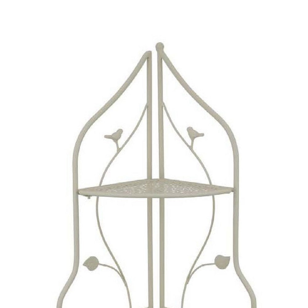 3 Tier Corner Plant Stand Shelves | Classical White Metal | 36’’ BM335022