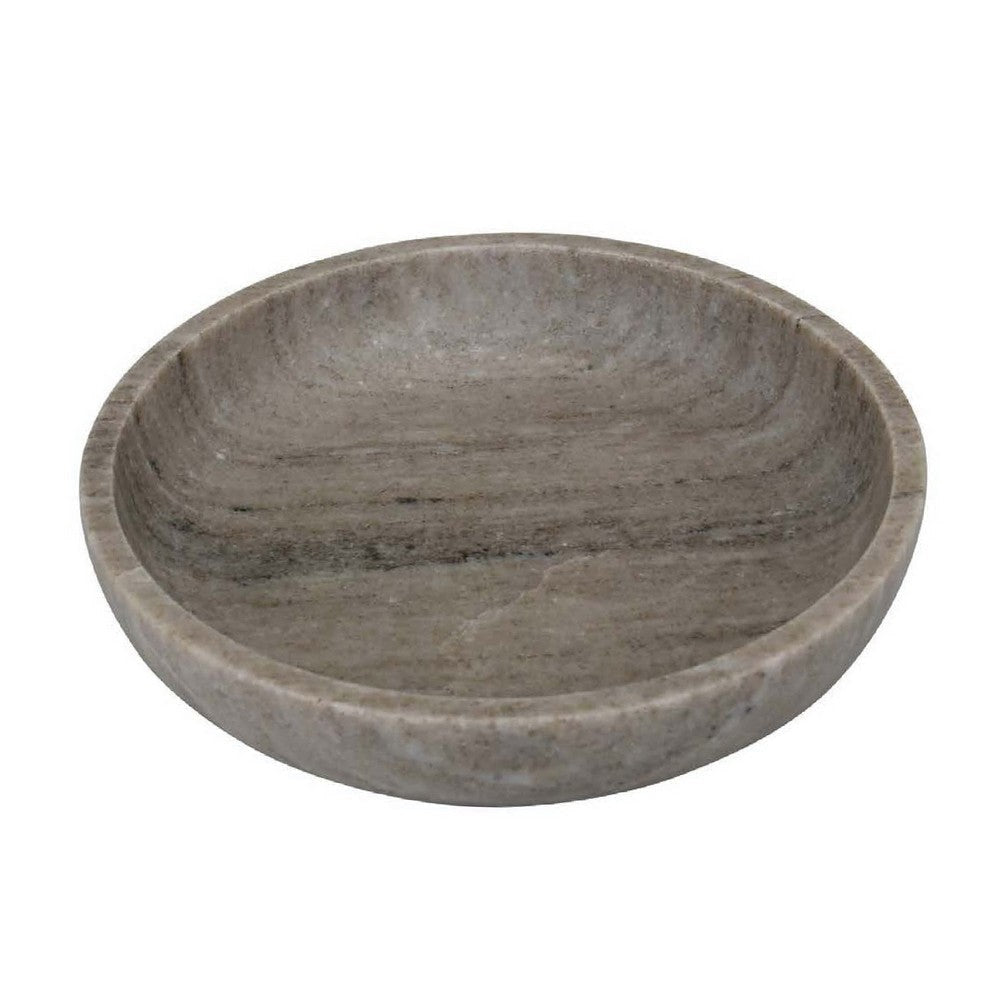 Decorative Bowl | Gray Marble | Natural Veining Patterns | 10’’ Round BM335024