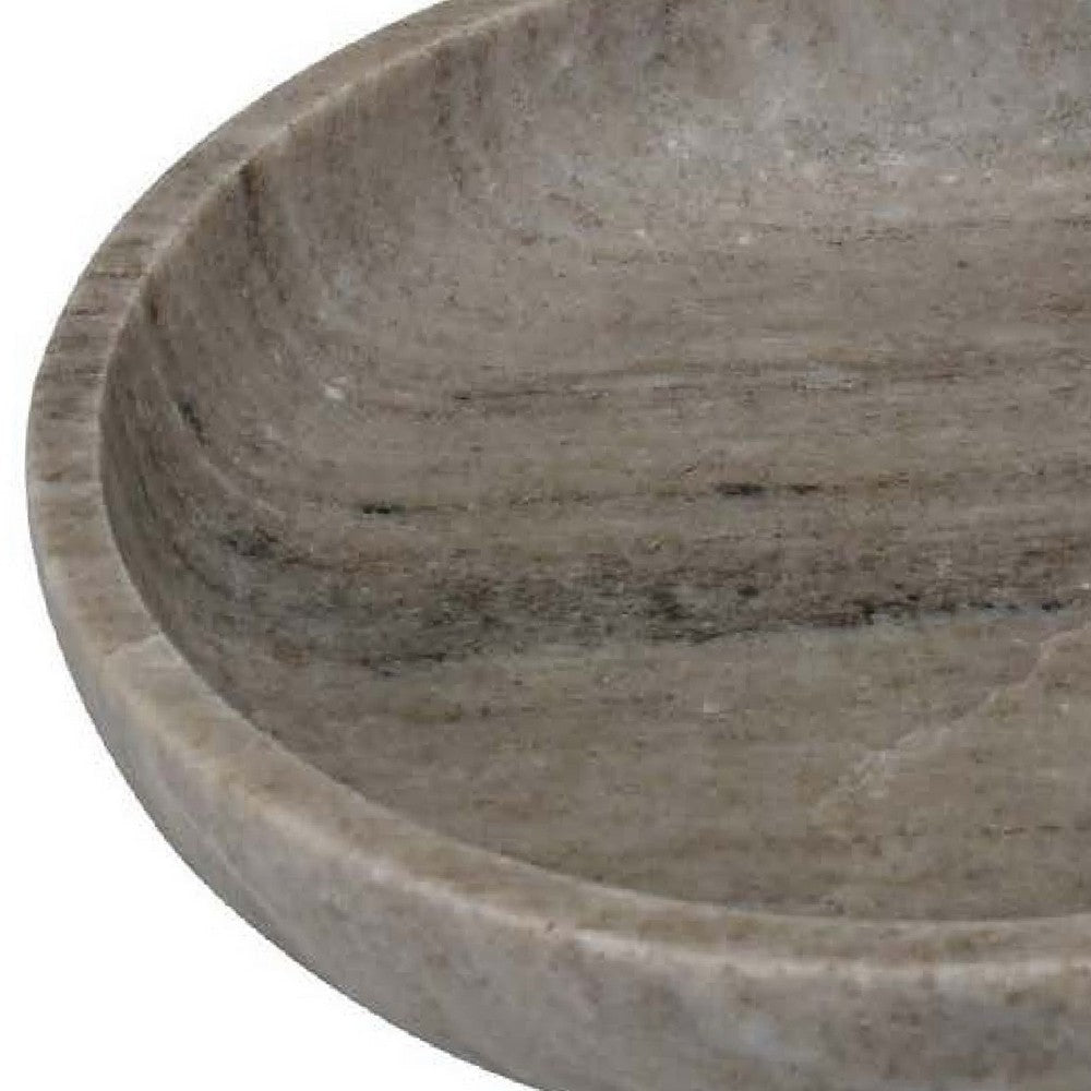 Decorative Bowl | Gray Marble | Natural Veining Patterns | 10’’ Round BM335024