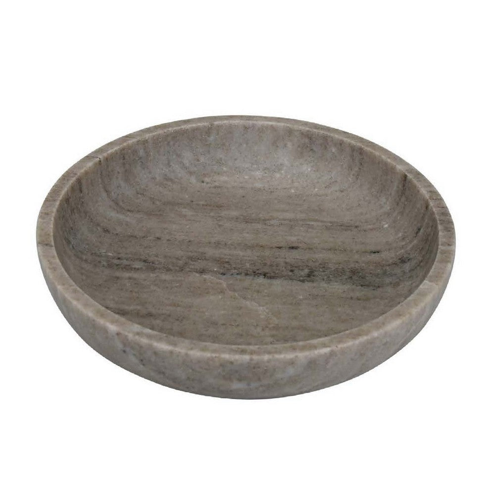 Decorative Bowl | Gray Marble | Natural Veining Patterns | 10" Round