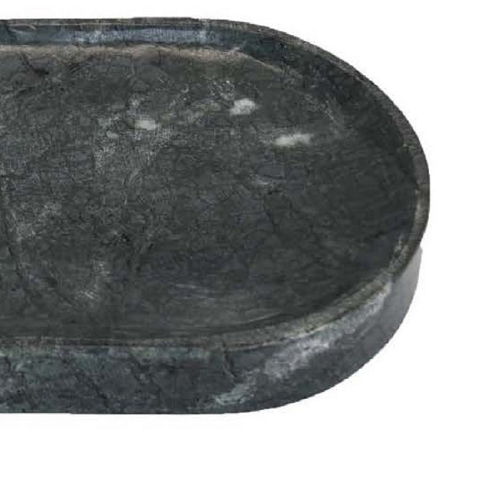 Decorative Oval Tray | Green Marble | Unique Veining Pattern | 14’’ BM335026