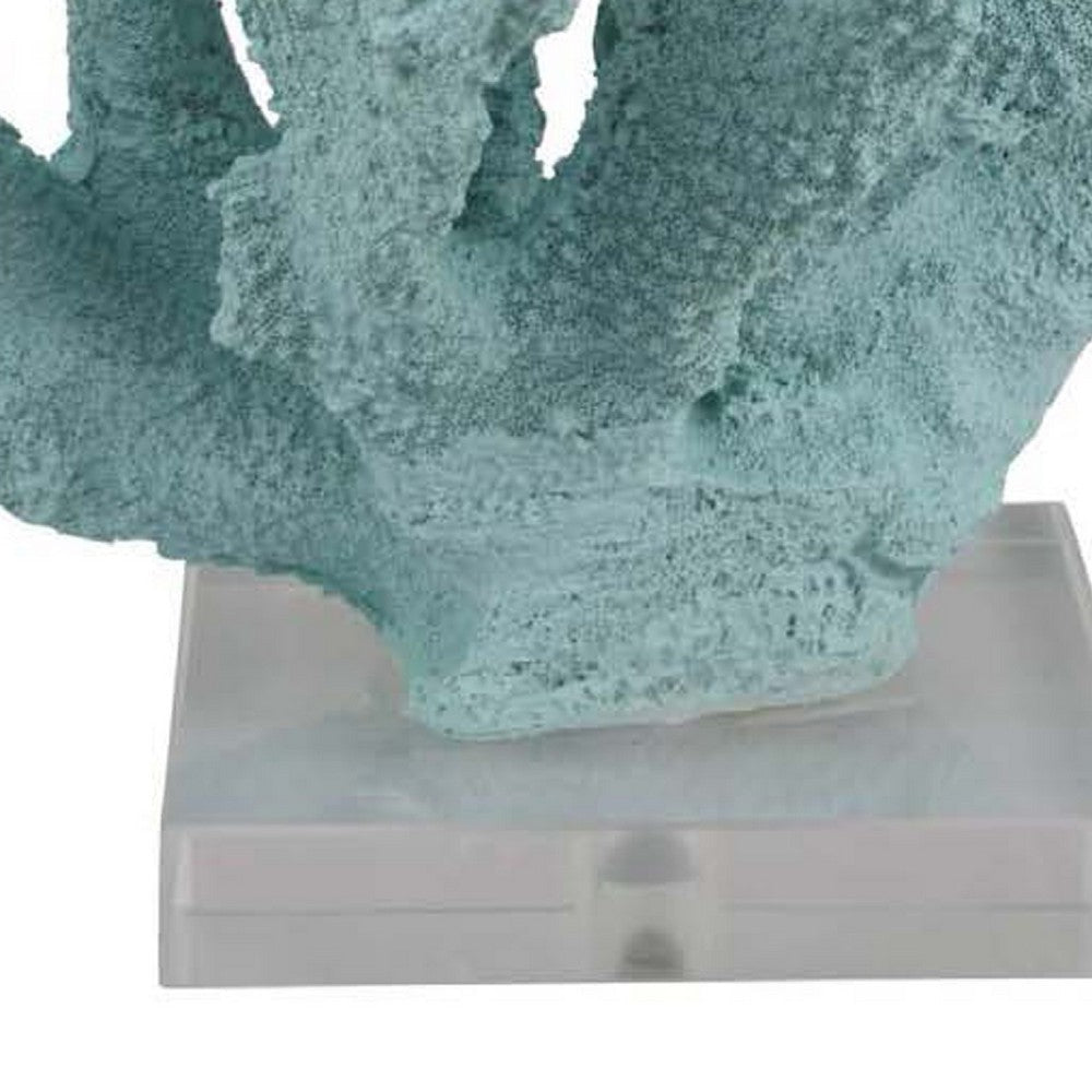 Manala Coral Sculpture with Clear Acrylic Base | Blue Resin 12’’