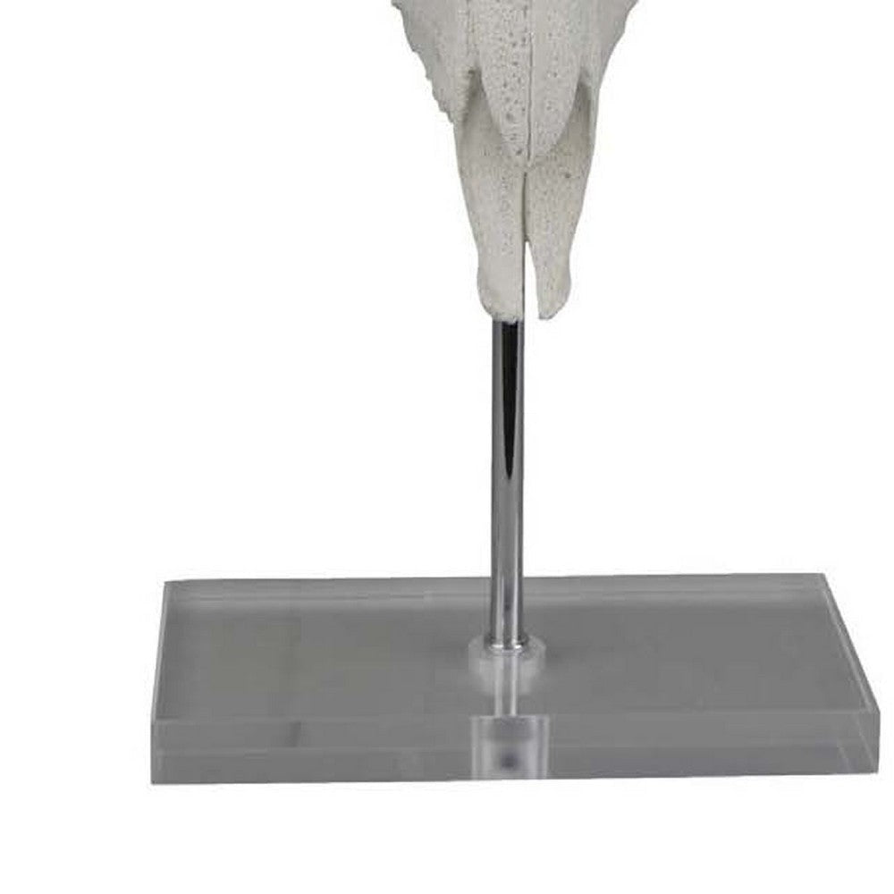 Mitch Bighead Sheep Ram Sculpture Curved Horns | White Resin 16’’ BM335034