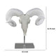 Mitch Bighead Sheep Ram Sculpture Curved Horns | White Resin 16’’ BM335034