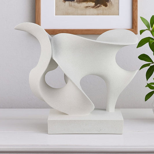 Ramya Abstract Accent Decor | Flowing Lines and Curves | White Resin