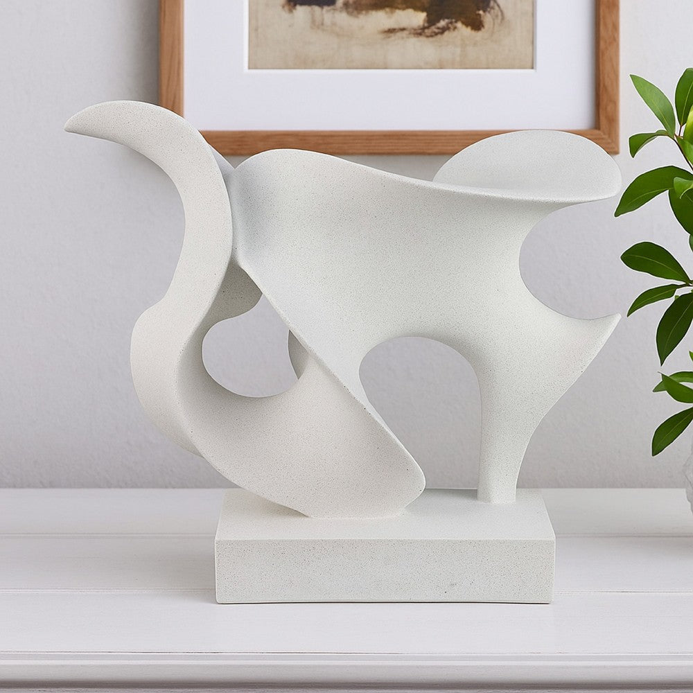 Ramya Abstract Accent Decor | Flowing Lines and Curves | White Resin
