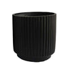 Elly Round Planter Set of 3 | Ribbed Texture Black Resin | 16 |12 |9 ’ BM335036