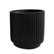 Elly Round Planter Set of 3 | Ribbed Texture Black Resin | 16 |12 |9 ’ BM335036