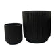 Elly Round Planter Set of 3 | Ribbed Texture Black Resin | 16 |12 |9 ’ BM335036