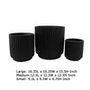 Elly Round Planter Set of 3 | Ribbed Texture Black Resin | 16 |12 |9 ’ BM335036