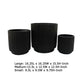 Elly Round Planter Set of 3 | Ribbed Texture Black Resin | 16 |12 |9 ’ BM335036