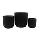 Elly Round Planter Set of 3 | Ribbed Texture Black Resin | 16 |12 |9 "