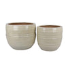 Paulo Barrel Planter Set of 2 | Raised Ribbed Beige Ceramic 19 | 15’’ BM335041