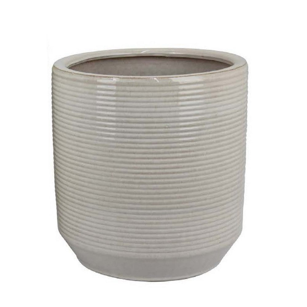 Gloria Round Planter Set of 2 | Textured White Ceramic | 15 | 14’’ BM335043