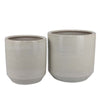 Gloria Round Planter Set of 2 | Textured White Ceramic | 15 | 14"