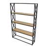 Lewy Plant Stand | X-Cross Sides | 4 Tier Wood Shelves | Black Metal BM335049