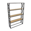 Lewy Plant Stand | X-Cross Sides | 4 Tier Wood Shelves | Black Metal