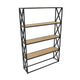 Lewy Plant Stand | X-Cross Sides | 4 Tier Wood Shelves | Black Metal