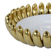 Milly Decorative Bowl | Raised Petal Rim | Gold White Ceramic 16’’