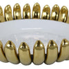 Milly Decorative Bowl | Raised Petal Rim | Gold White Ceramic 16’’