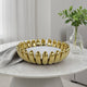Milly Decorative Bowl | Raised Petal Rim | Gold White Ceramic 15"