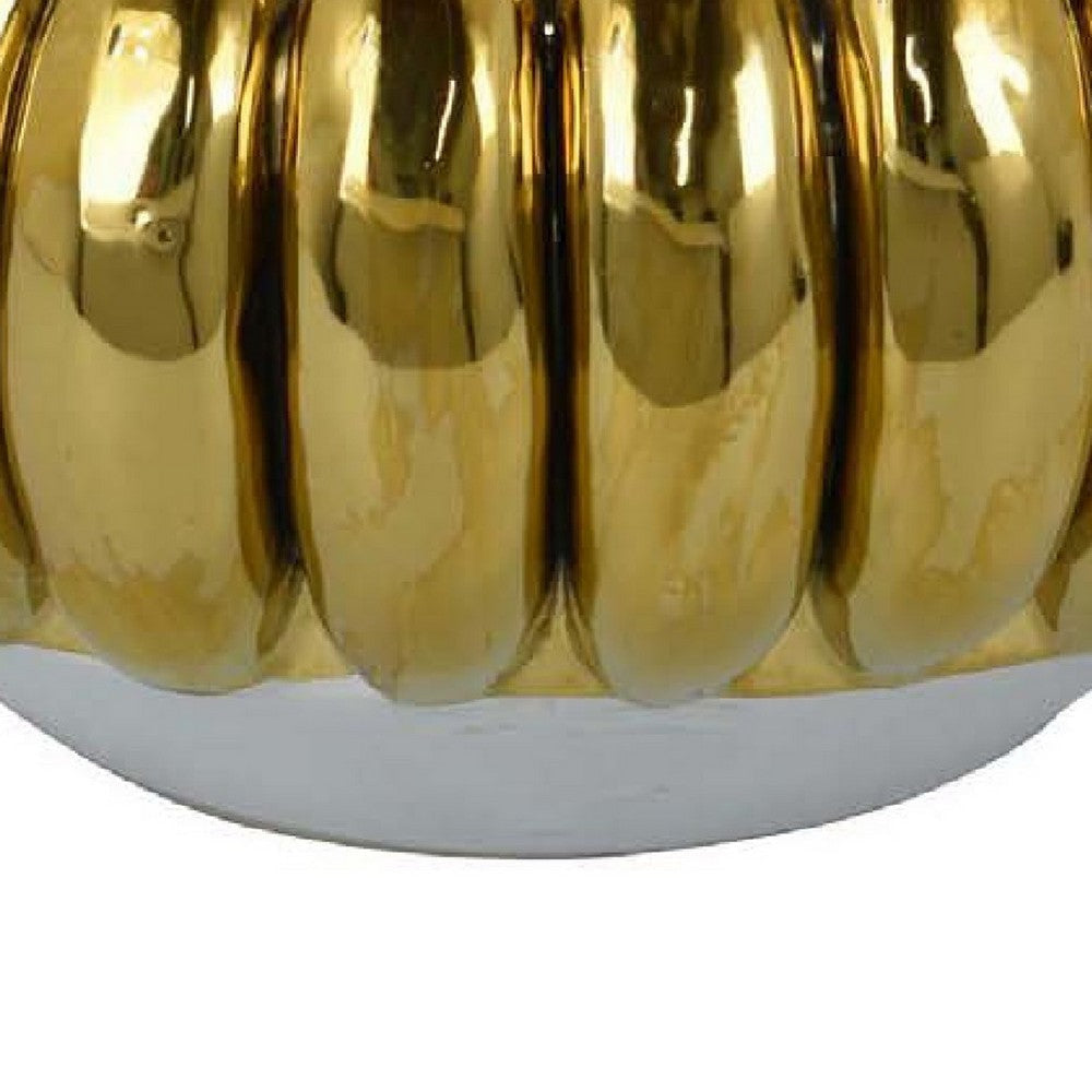 Milly Decorative Bowl | Raised Petal Rim | Gold Metallic Ceramic 13’’