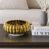 Milly Decorative Bowl | Raised Petal Rim | Gold Metallic Ceramic 13"