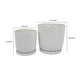 Camie Planter Set of 2 | Saucers | Chevron Wave Pattern White Ceramic BM335057