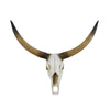 Kriya Accent Sculpture | Longhorn Bull Skull | White Resin 19"