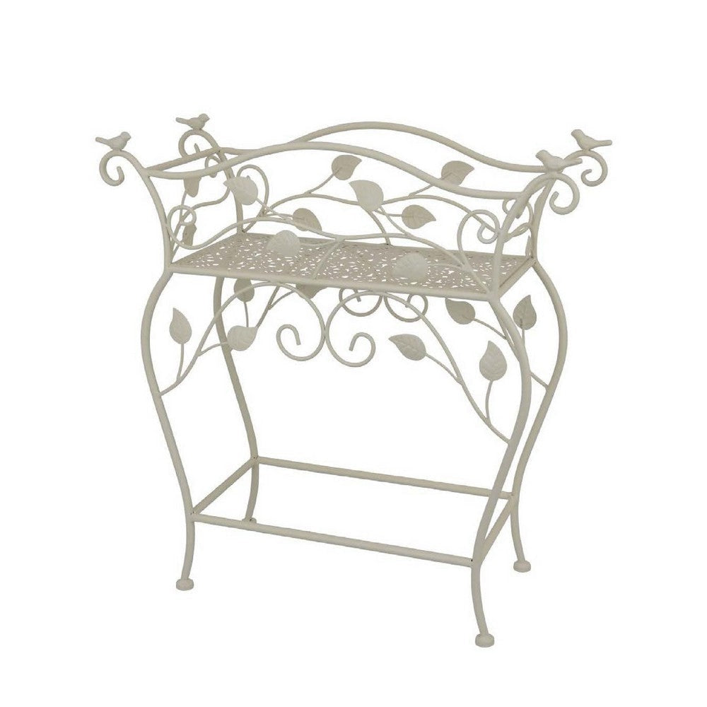 Philip Plant Stand Table | Scrolled Vine Details | Curved White Metal BM335066