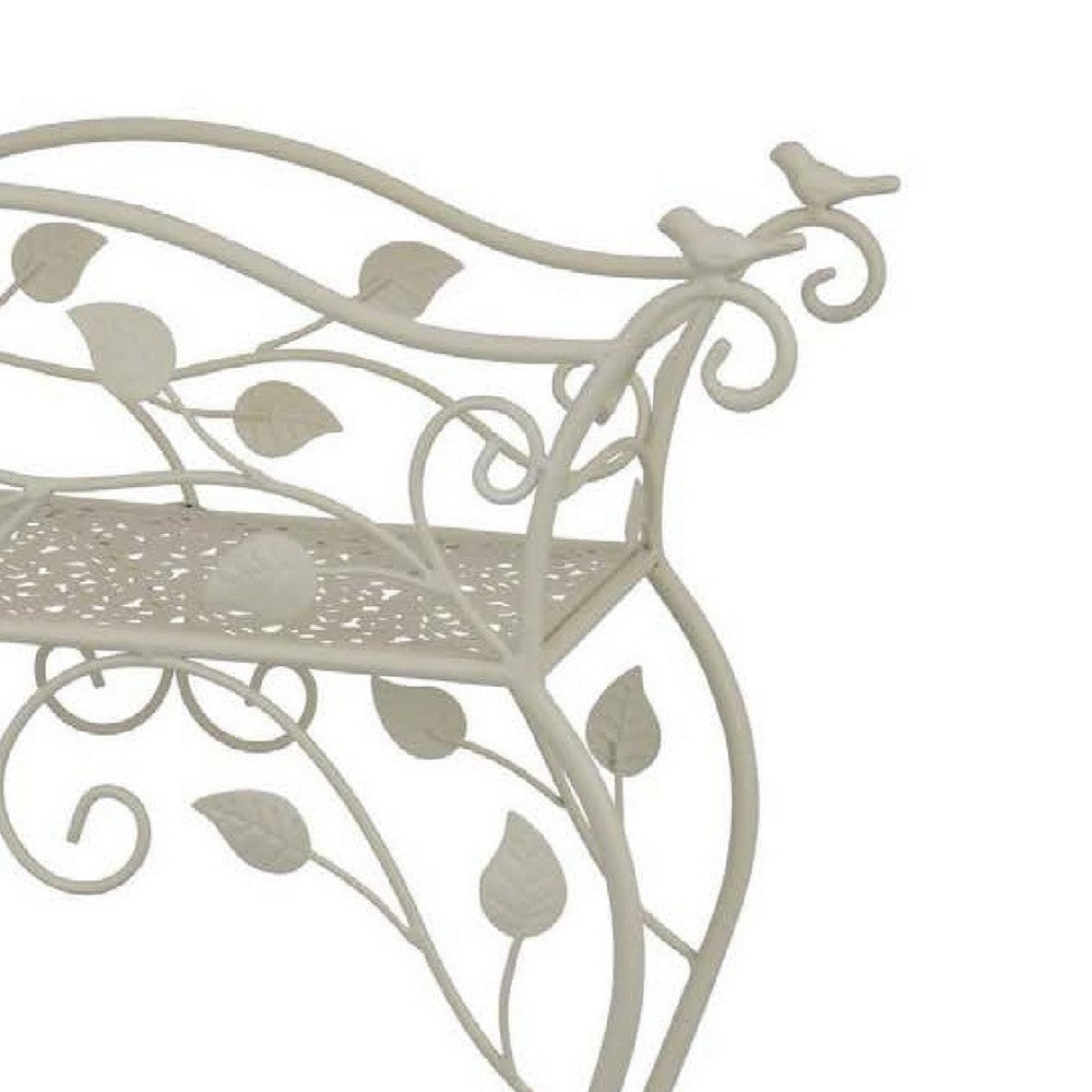 Philip Plant Stand Table | Scrolled Vine Details | Curved White Metal BM335066