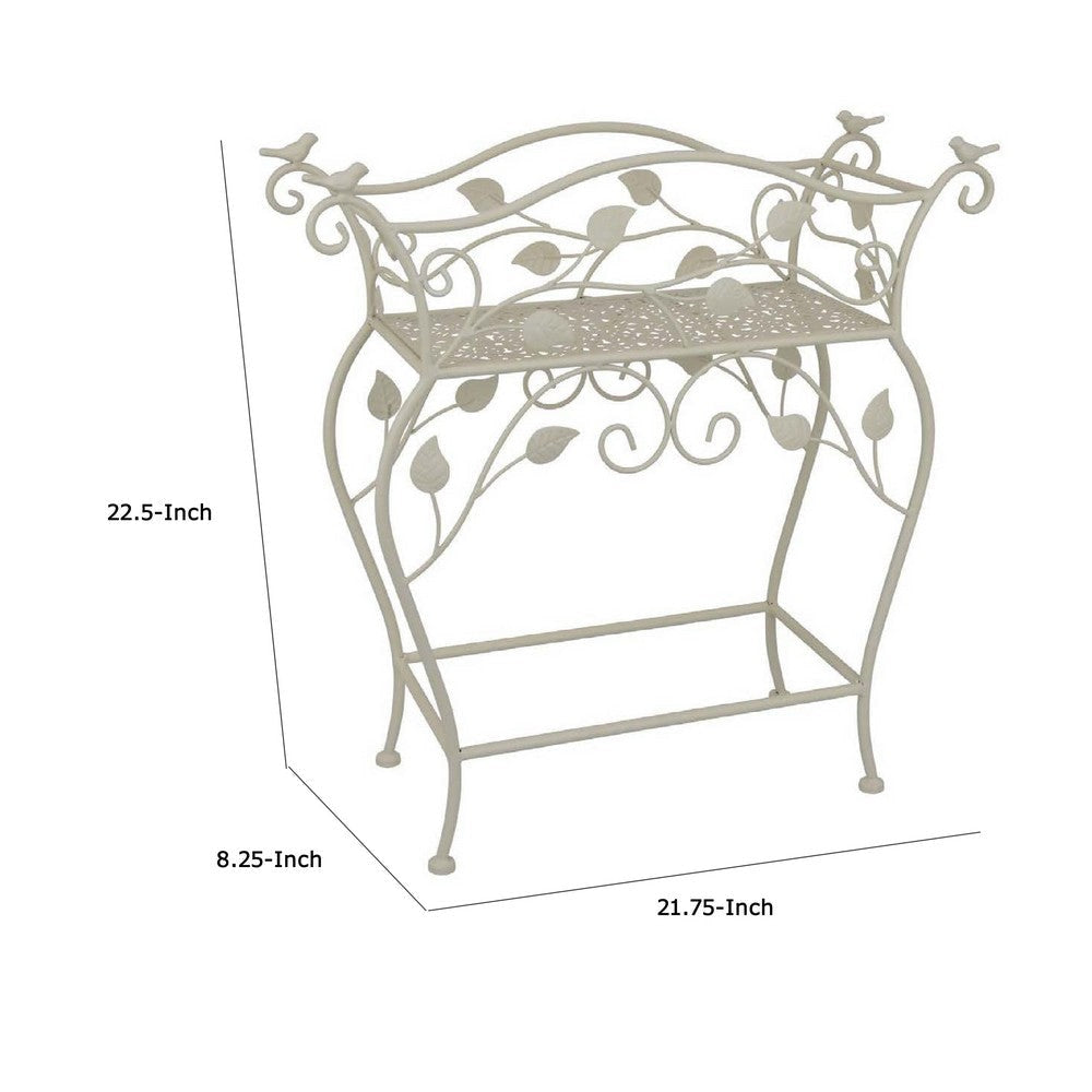 Philip Plant Stand Table | Scrolled Vine Details | Curved White Metal BM335066