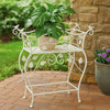 Philip Plant Stand Table | Scrolled Vine Details | Curved White Metal