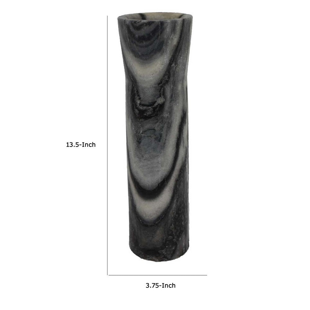 Danny Tall Accent Vase | Natural Stone Pattern Gray Marble 14’’ BM335067