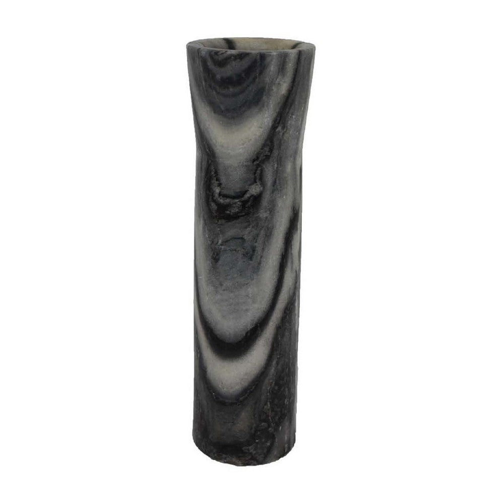 Danny Tall Accent Vase | Natural Stone Pattern Gray Marble 14"