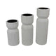 Solano Tall Candleholder Set of 3 Ribbed Texture White Carved Wood BM335068