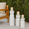 Solano Tall Candleholder Set of 3, Ribbed Texture, White Carved Wood