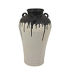 Caleb Accent Vase with Drip Pattern and Handles | Black Gray Ceramic BM335073