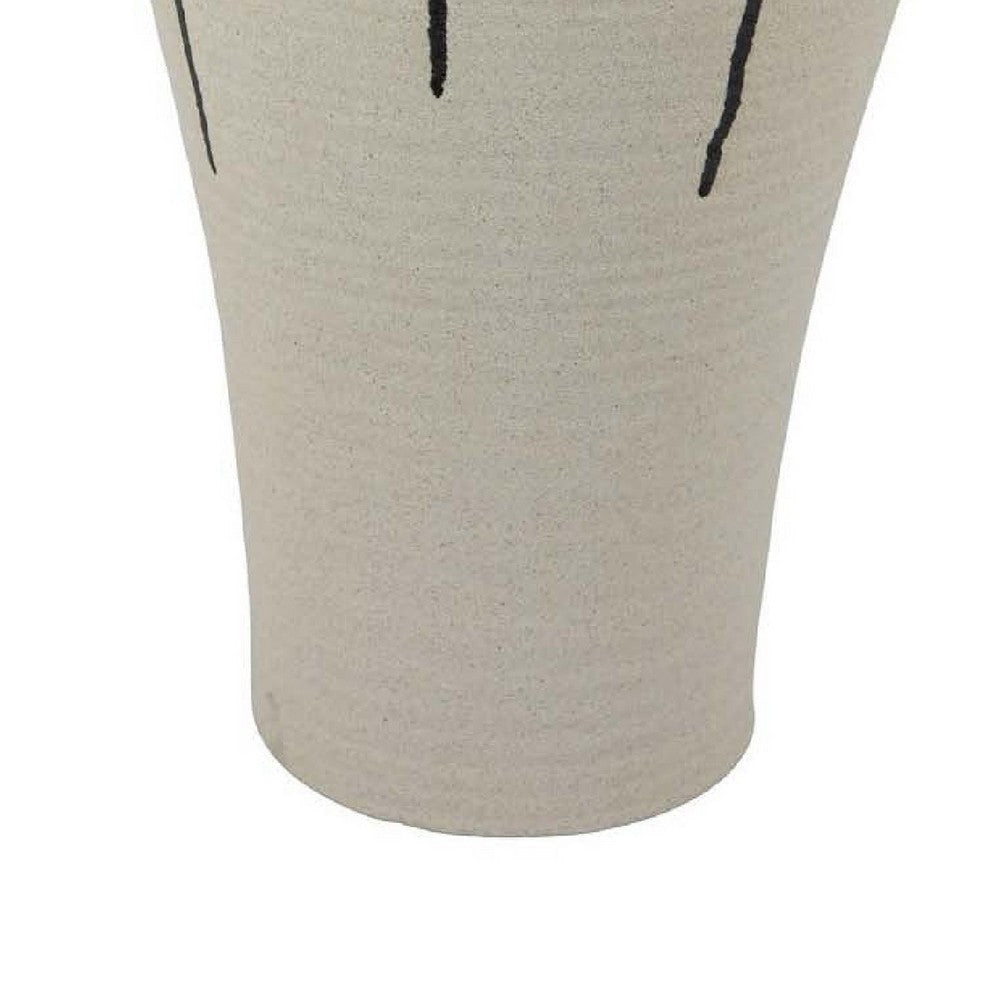 Caleb Accent Vase with Drip Pattern and Handles | Black Gray Ceramic BM335073