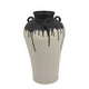 Caleb Accent Vase with Drip Pattern and Handles | Black Gray Ceramic