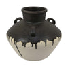 Caleb Accent Vase w Drip Pattern | Angled Handles Black Gray Ceramic BM335074