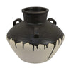Caleb Accent Vase w Drip Pattern | Angled Handles Black Gray Ceramic