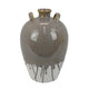 Caleb Accent Vase w Drip Pattern | Angled Handles Beige Gray Ceramic BM335075