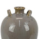 Caleb Accent Vase w Drip Pattern | Angled Handles Beige Gray Ceramic BM335075