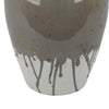 Caleb Accent Vase w Drip Pattern | Angled Handles Beige Gray Ceramic BM335075