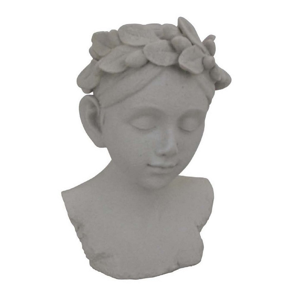 Sanie Decorative Female Bust with Floral Crown | Gray Resin 17’’ BM335085